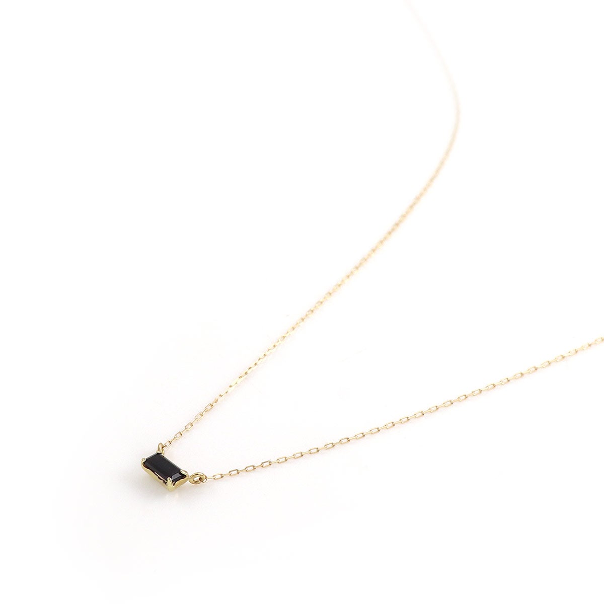K10YG バケットカット 一粒 オニキス ネックレス 